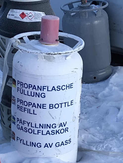 Hinweisflasche für Gasbefüllung