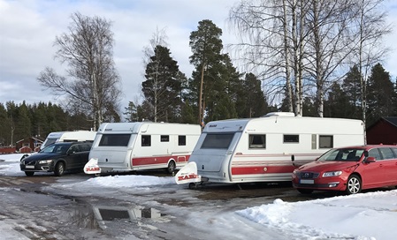 Wohnwagen auf dem Sollerö Camping
