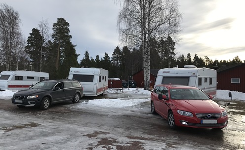 Abfahrt mit Wohnwagen vom Sollerö Camping